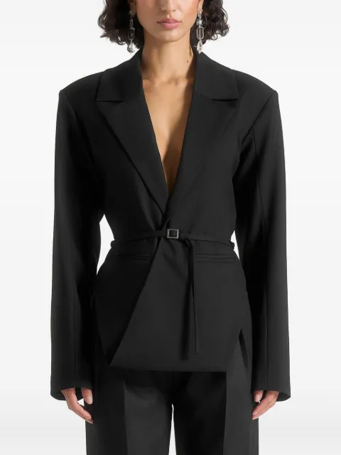 Manière De Voir Yuna plunge tailored blazer with belt Black WMN4251