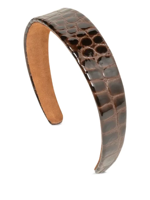 Jennifer Behr Cruz embossed-crocodile headband Brown 01BB9