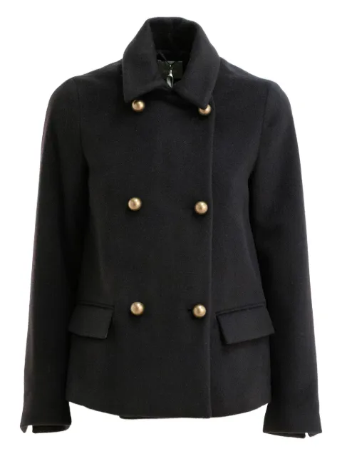 Kiltie double-breasted gold-button jacket Black KE007PT4831