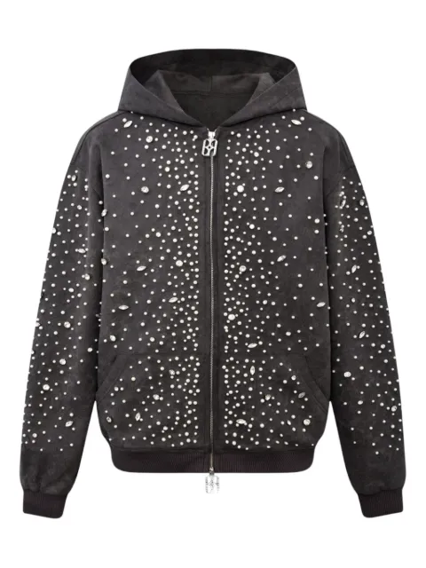 BIRTH OF ROYAL CHILD diamond-pearl embellished hoodie Black BC25SSHA04