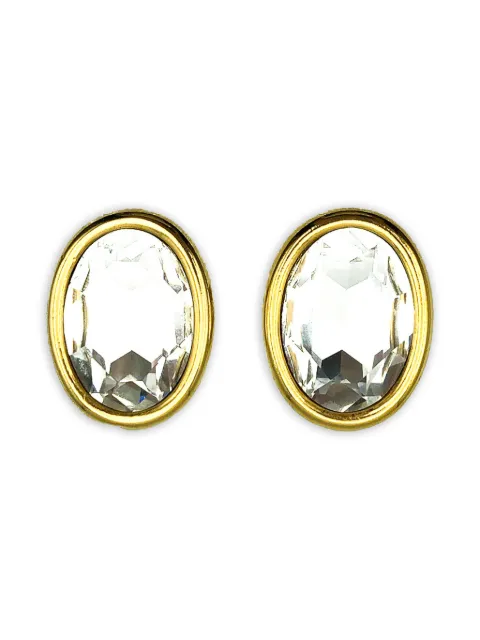 Jennifer Gibson Jewellery 1980s oval crystal headlamp earrings Gold JGJHEADLAMPERG