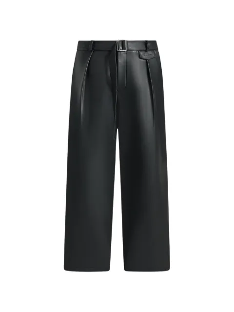 Manière De Voir Serge relaxed fit leather pleated trousers Black MAN3116