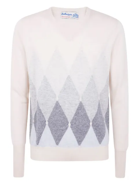 Ballantyne V-neck diamond-pattern sweater White B2P00112KA8097