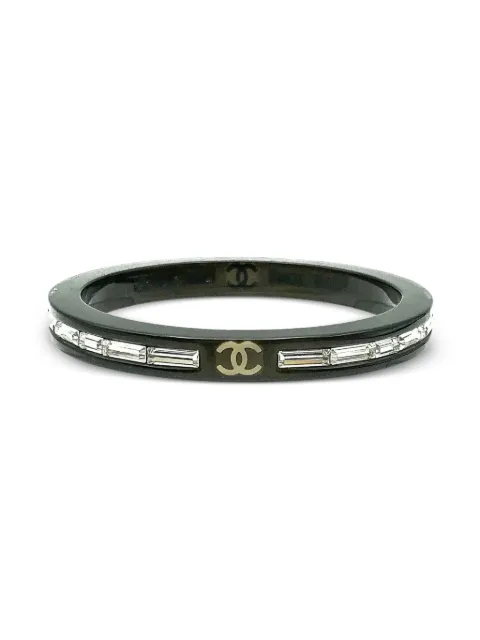 CHANEL Pre-Owned 2007 interlocking CC logo bracelet Black CHALOGCRYSBLT