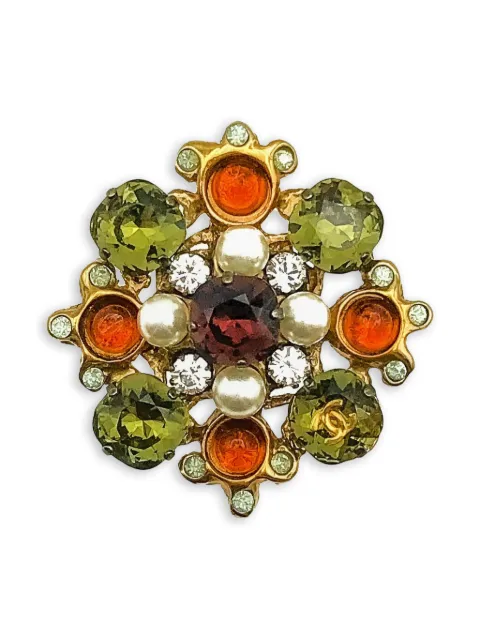 CHANEL Pre-Owned 2005 interlocking CC logo brooch Gold CHAGLASSBRO