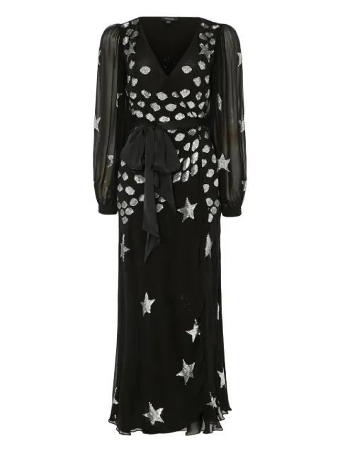 Temperley London Etoile sequin-star wrap dress Black 25AWETO54838