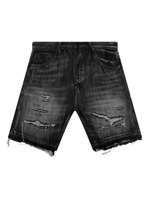 Billionaire Boys Club embroidered-patch frayed denim shorts Black 8514100