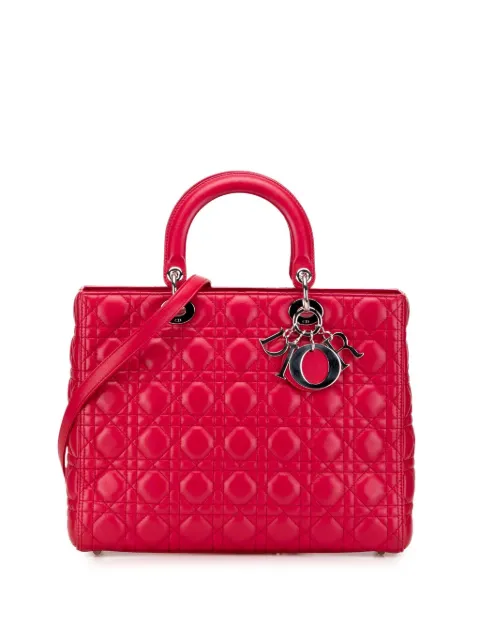 Christian Dior Pre-Owned 2012 Large Lambskin Cannage Lady Dior satchel Red D5R1IGIY1XS2ZGN4
