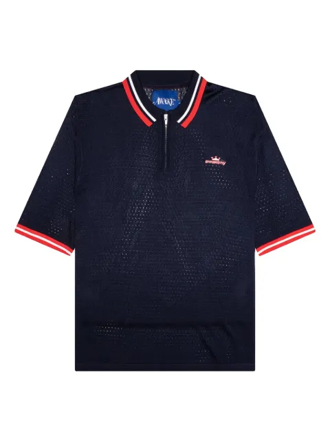 Awake NY zip-neck polo shirt Blue AWKSU25KN001NVY