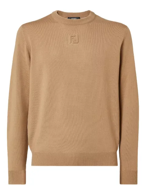 FENDI embossed-logo wool sweater Brown FZX091ASH3