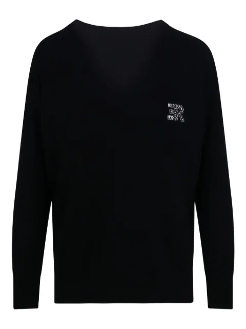 ERMANNO FIRENZE appliqué v-neck knitwear Black D47EM055E52