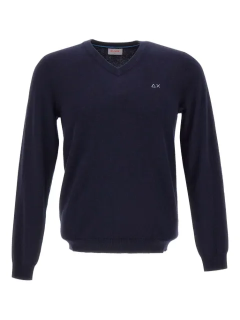 Sun68 embroidered-logo v-neck sweater Blue K4510207