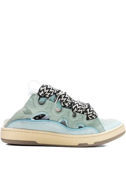 Lanvin Curb lace-up perforated mules Blue FMSKDM02DRAGE2221