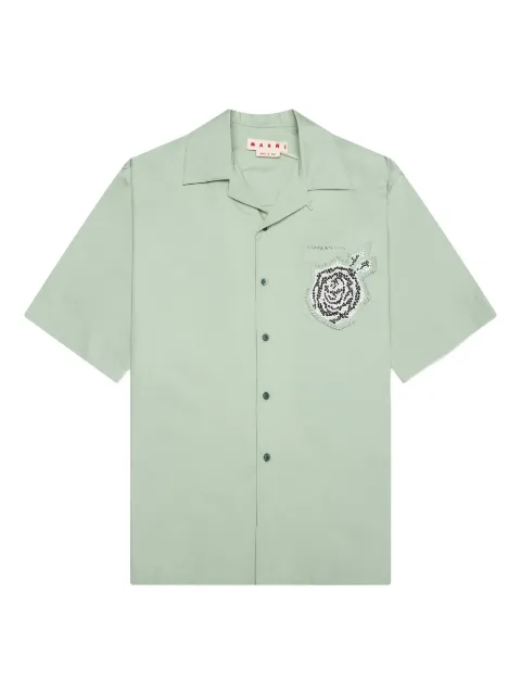 Marni crystal-embellished pocket shirt Green CUMU0213X5UTC47800V19
