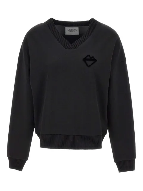 Iceberg V-neck logo-detail sweatshirt Black E07163319000
