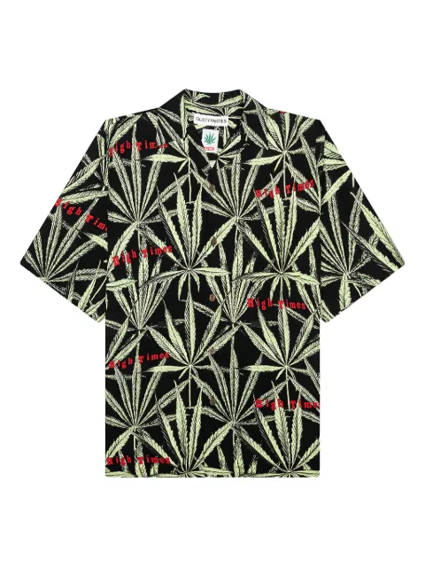 WACKO MARIA High Times marijuana-leaf print shirt Black HIGHTIMESWMHI05BLK