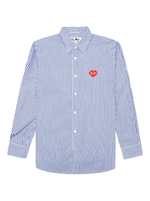 Comme Des Garçons Play broad-striped heart-embroidered shirt Blue AZB024