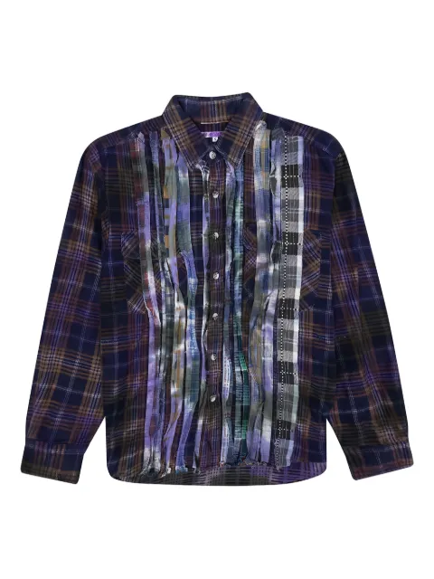 Needles ribbon-detail plaid shirt Purple LQ310MLT