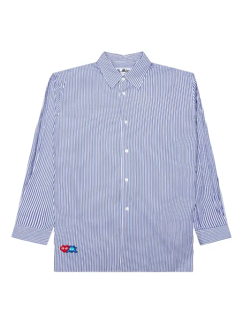 Comme Des Garçons Play striped embroidered-detail shirt Blue AZB026