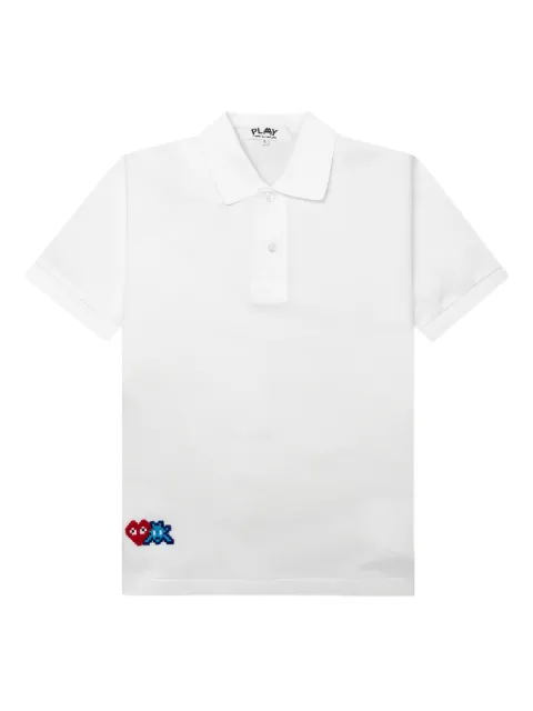 Comme Des Garçons Play x Invader pixel-heart embroidered polo shirt White AZT335051
