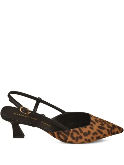 Stuart Weitzman 50mm Vinnie slingback pumps Brown VINNIE50SLINGBACKLEOPARD