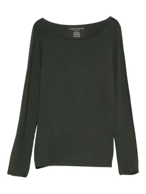 Majestic Filatures boat-neck long-sleeve top Green M001FTS005