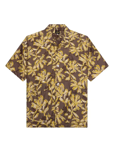Needles Cabana flower-frayed shirt Brown PU224A