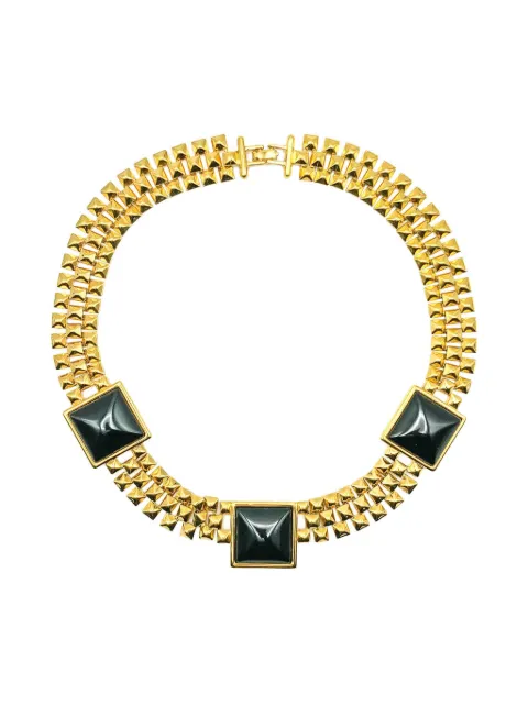 Jennifer Gibson Jewellery 1980s sugarloaf square statement collar Gold JGJMONETNKL