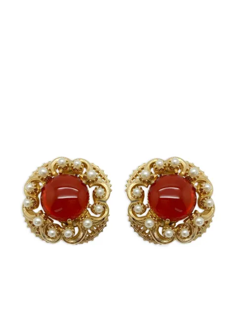 Jennifer Gibson Jewellery 1960s Florenza carnelian-embellished pearl earrings Gold JGJFLORENZERG