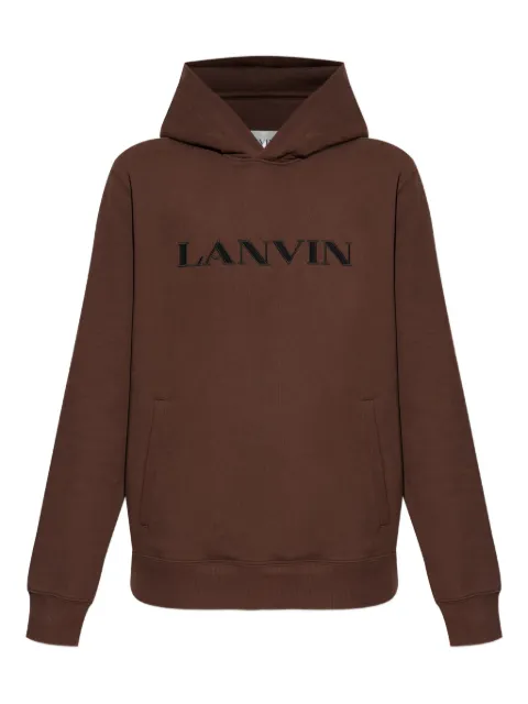 Lanvin logo-embroidered hoodie Brown RMHO0005F300H25
