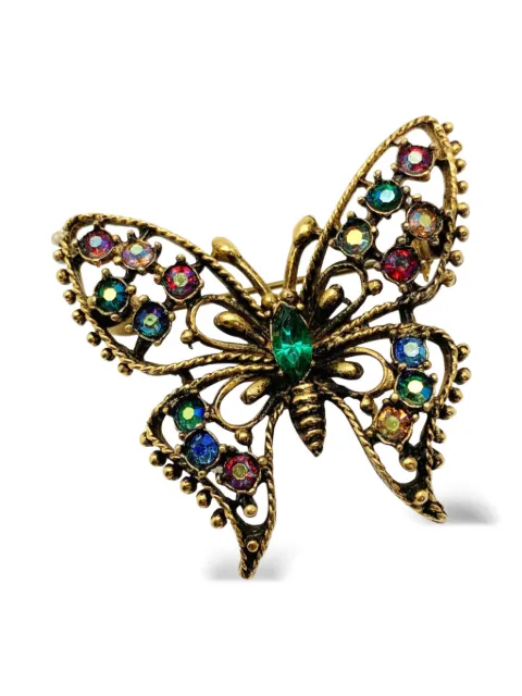 Jennifer Gibson Jewellery 1960s crystal butterfly brooch Gold JGJBUTTERFBRO