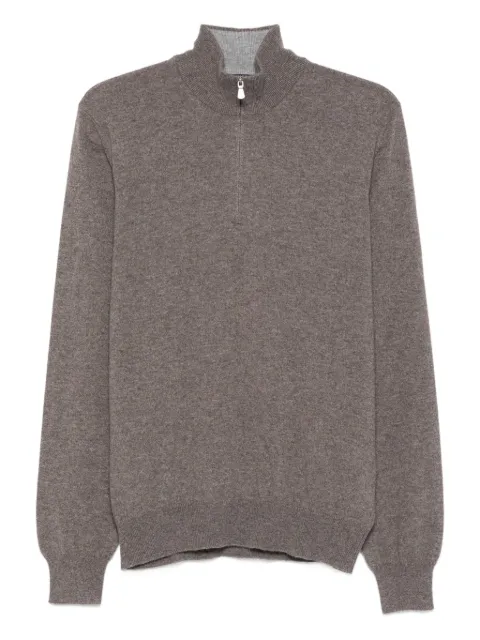 Barba high-neck half-zip sweater Brown 1559055526