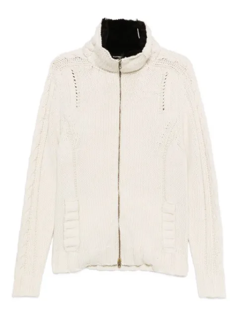 Versace Pre-Owned 2000s cable-knit zip-up cardigan Neutrals VE250BA
