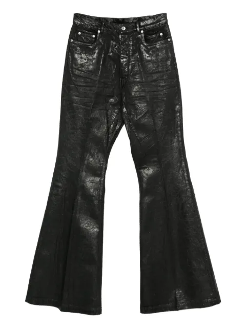 Rick Owens metallic-effect flared trousers Black RR02E1335BMC