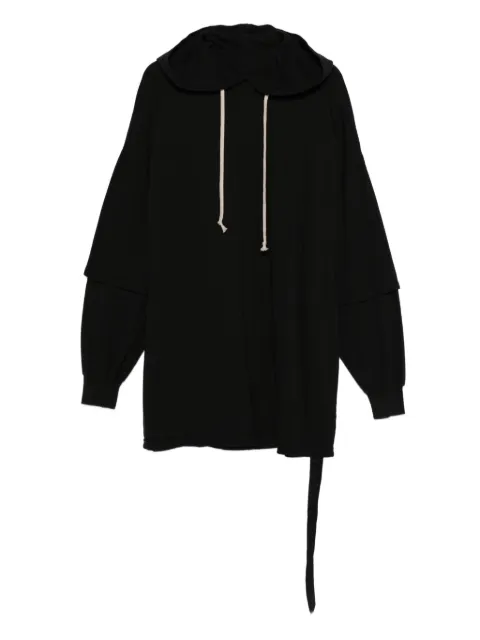 Rick Owens DRKSHDW Tommy layered drawstring hoodie Black DU02E7271JDB