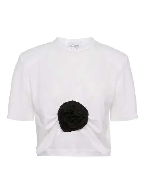 Ana Radu rose-embellished short-sleeve top White 46847