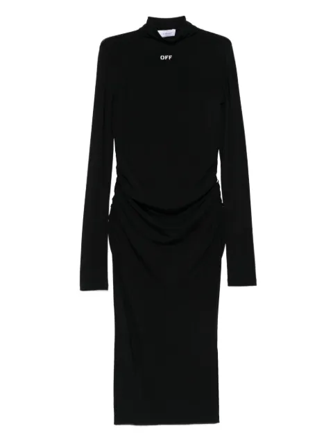 Off-White Off Stamp high-neck ruched dress Black OWDB55EF25JER0011001