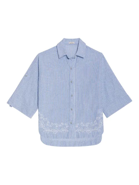 Agua Bendita Chrissy striped embroidered cotton shirt Blue 20531