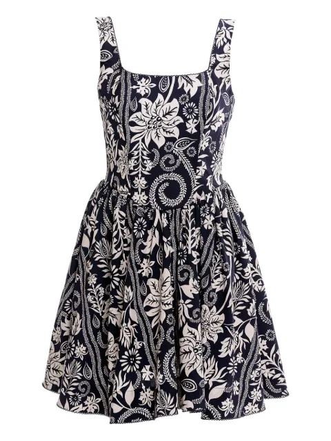 Agua Bendita Amonita floral-print smocked mini dress White 20526