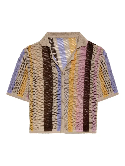 Agua Bendita stripe cotton shirt Brown 20030