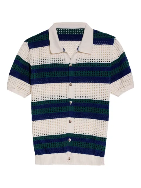 Agua Bendita striped open-knit shirt Neutrals 20082