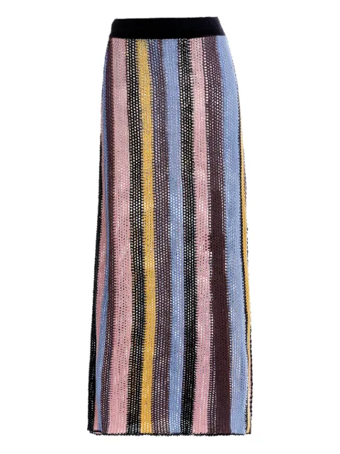 Agua Bendita Cyprus striped crochet beach cover-up Brown 19357