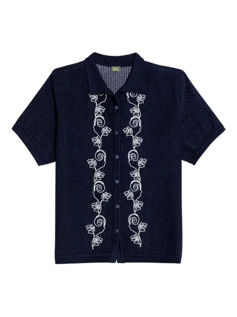 Agua Bendita Jared floral-embroidered shirt Blue 19789