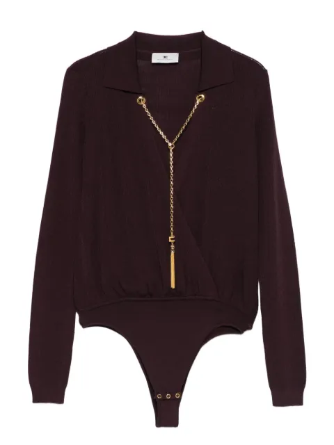Elisabetta Franchi wrap ribbed bodysuit Red BK75B56E2