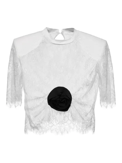Ana Radu rose-embellished lace top White 46451