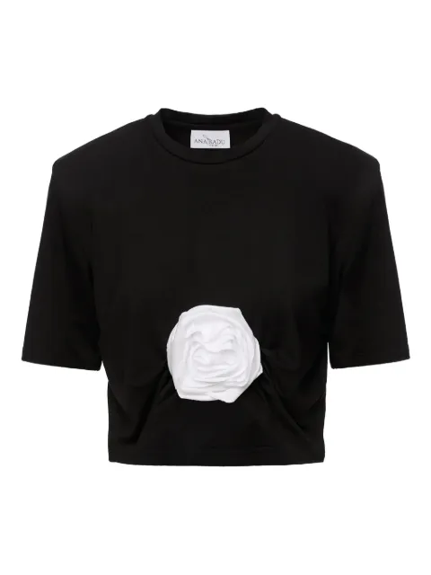 Ana Radu rose-embellished cropped top Black 46510