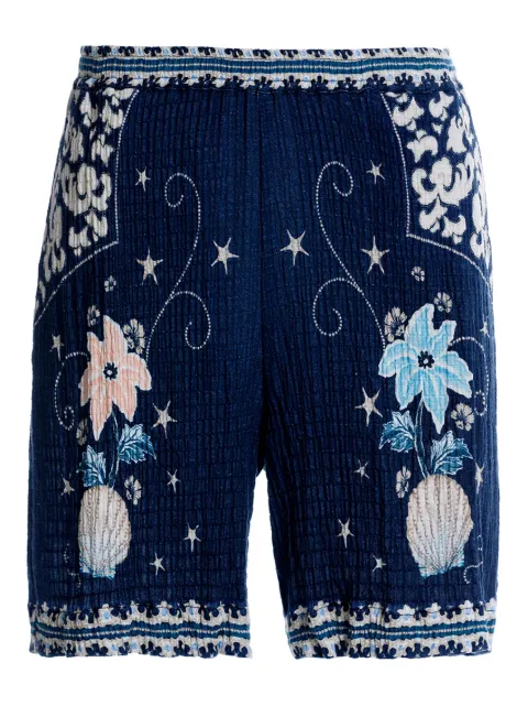 Agua Bendita Malaga floral-print elastic-waist shorts Blue 19372