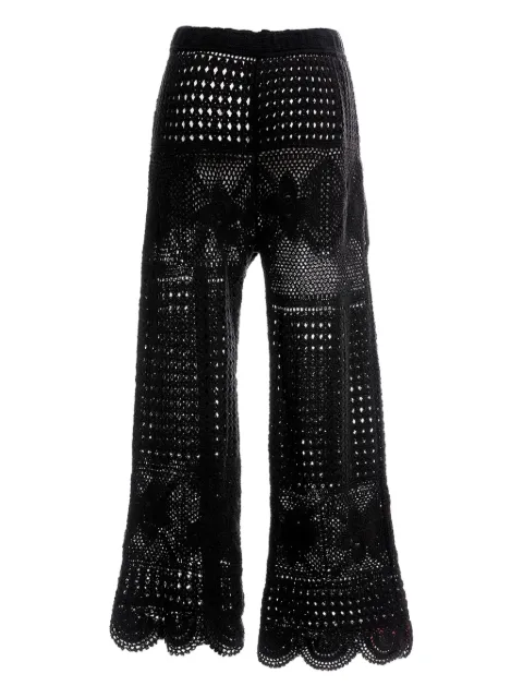 Agua Bendita Wesley crochet-knit flared trousers Black 19709
