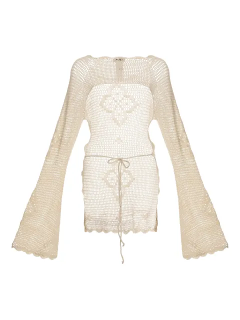 Agua Bendita Boh crochet bell-sleeve top White 19682