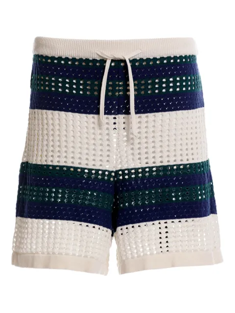 Agua Bendita striped open-knit shorts White 20083